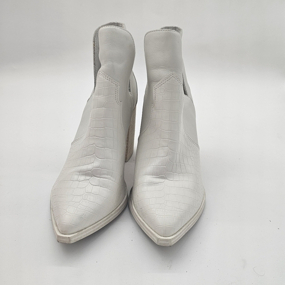 Steve Madden Chaya Bone Heeled Bootie Ivory Size 9 Pointy Toe Chunky Heel - Picture 6 of 11